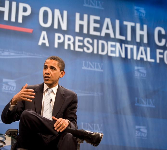 Barack Obama discusses health care reform on the campaign trail