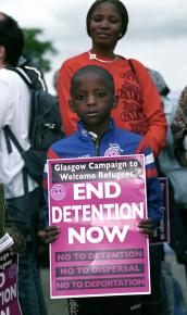 Protesting the detention of immigrants at Dungavel Detention Center