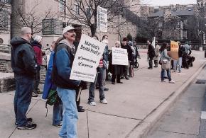 Anti-death penalty activists rally at Baltimore's Supermax prison during the debate over death penalty abolition legislation