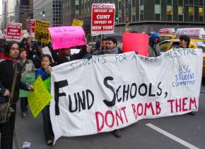 Hunter College students march to the citywide rally for the March 4 Day of Action