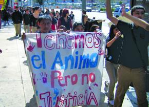Animo Justice students march against the planned closure of their school