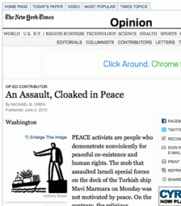 A New York Times opinion article contributed by Israeli Ambassador Michael Oren