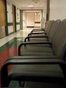 The waiting area in an X-ray unit lies empty