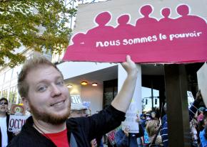 Protesters marching at Occupy Greensboro