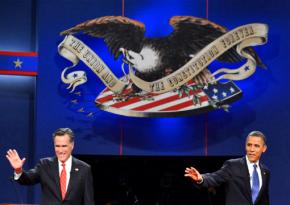 Presidential candidates Romney and Obama at their first debate