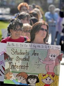Long Beach teachers rally during contract negotiations with the school district
