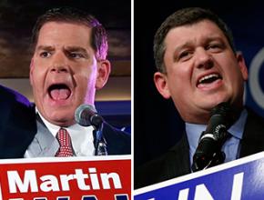 Boston mayoral candidates Martin Walsh and John Connolly