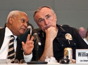 William Bratton (right) when he was chief of police in Los Angeles
