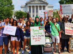Protesters gathered outside the Wisconsin state Capitol to stand with Palestine