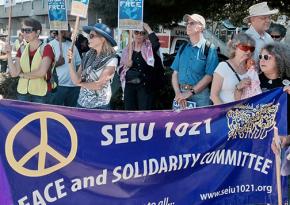 Unions stand for Palestine at the 2014 Block the Boat port shutdown in Oakland